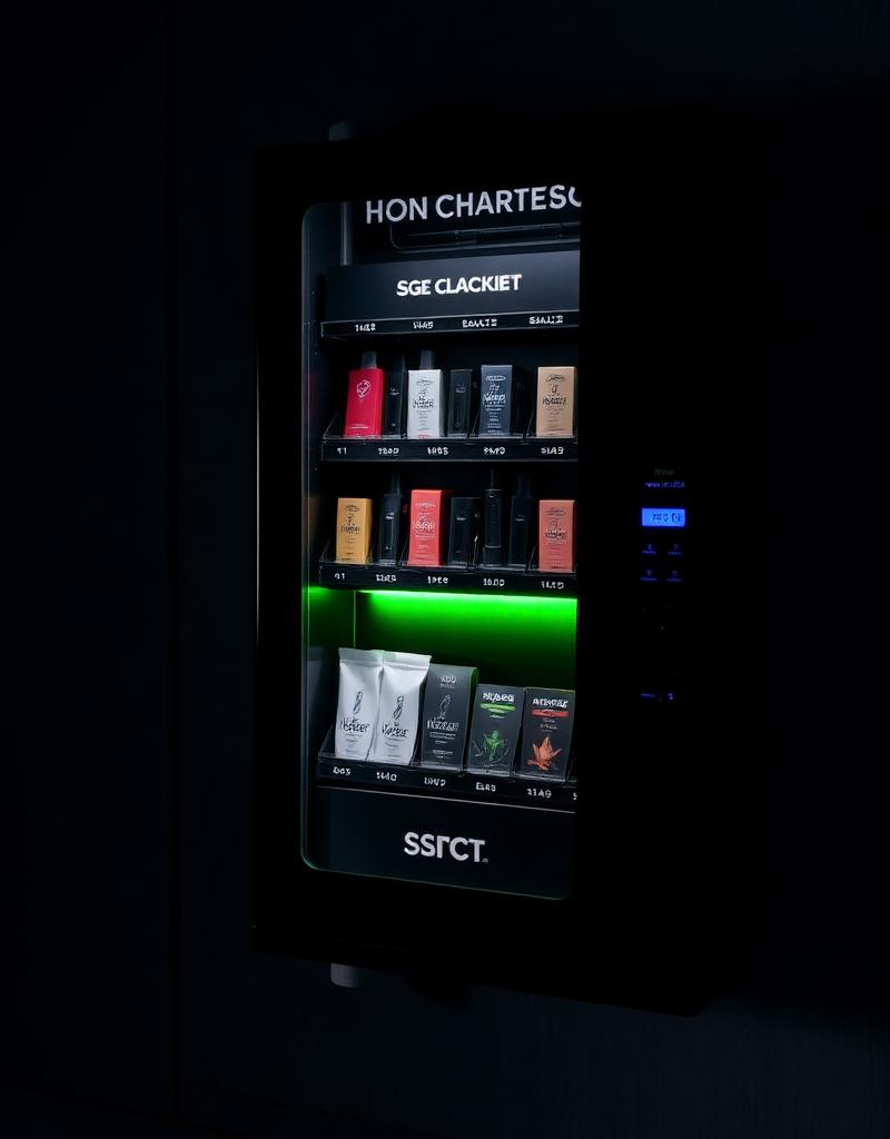 Wall-mounted vape vending machine showcase
